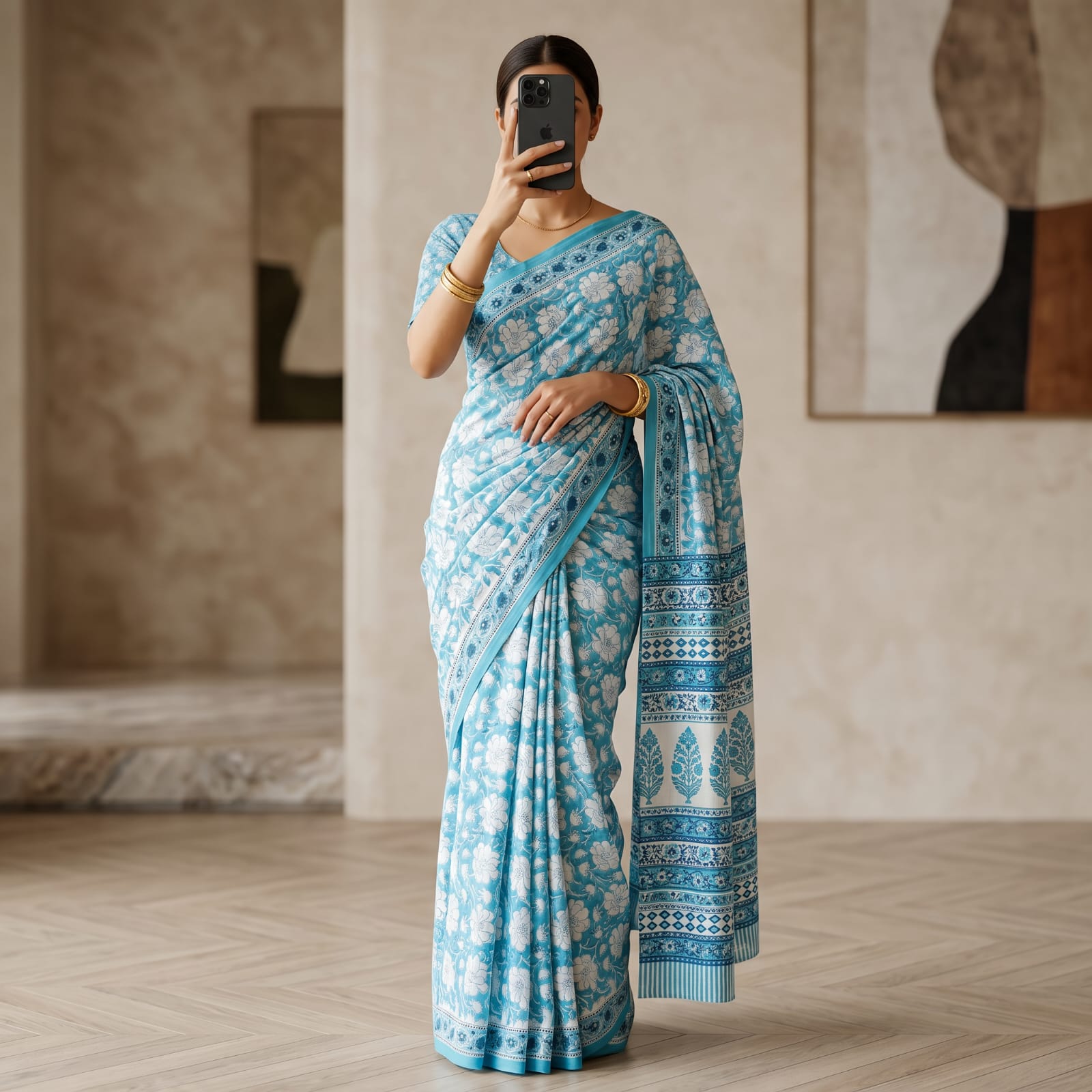 Cotton Block Print Sarees- 99 AED