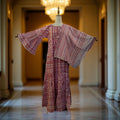 2XL/3XL Red Gaby With Sheila Printed Cotton Dress 57" Long Jalabiya