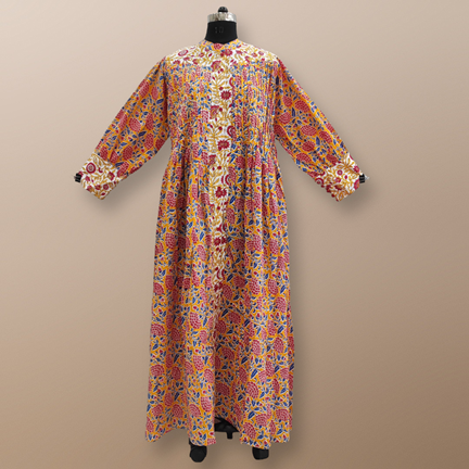 S/M Aafreen Printed Cotton Dress 57" Long Jalabiya