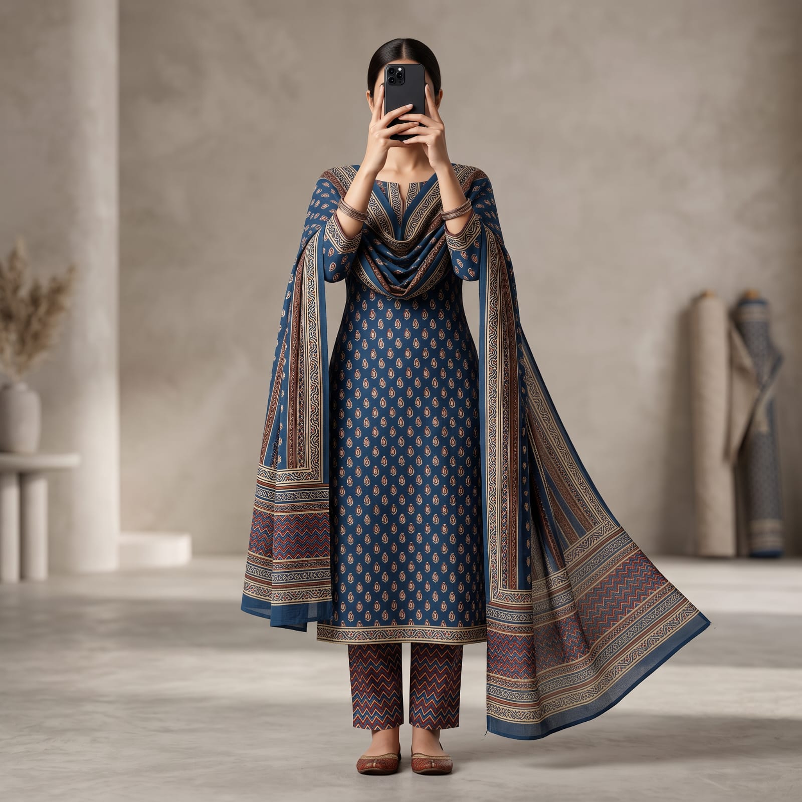 Premium Stitched Cotton Suit With Sheila 101