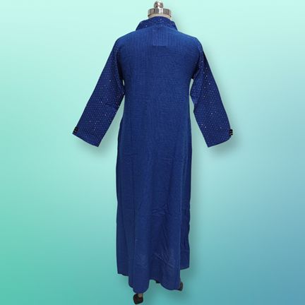 XS/S Teena Crystal Blue Cotton Dress 53" Long Jalabiya