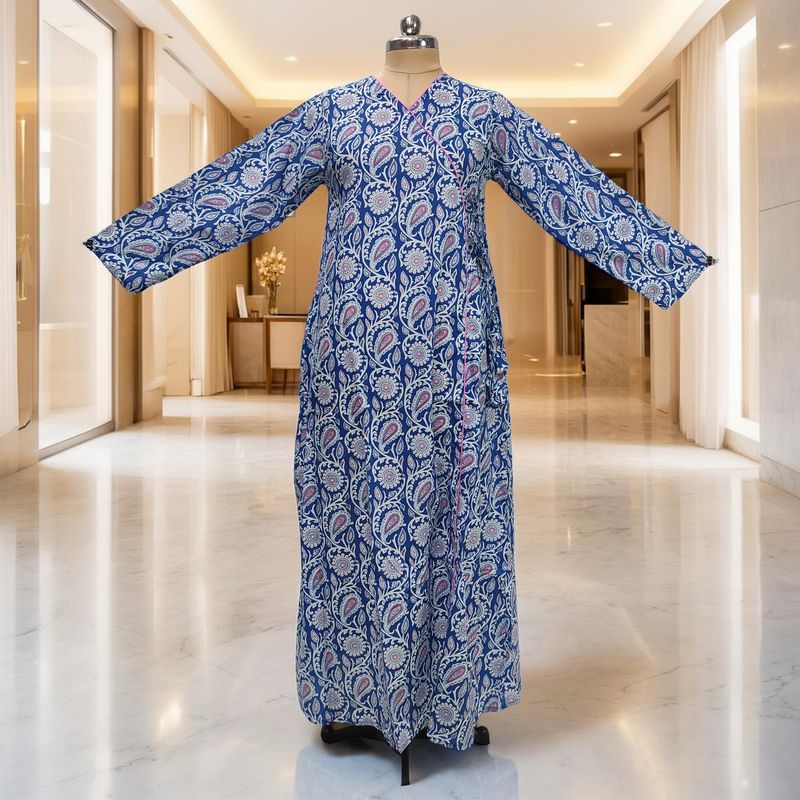 XS/S Qifa Printed Cotton Dress 54" Long Jalabiyas