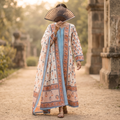 2XL-3XL Bhopali Printed Cotton Dress 57" Long Jalabiya With Sheila TN 398