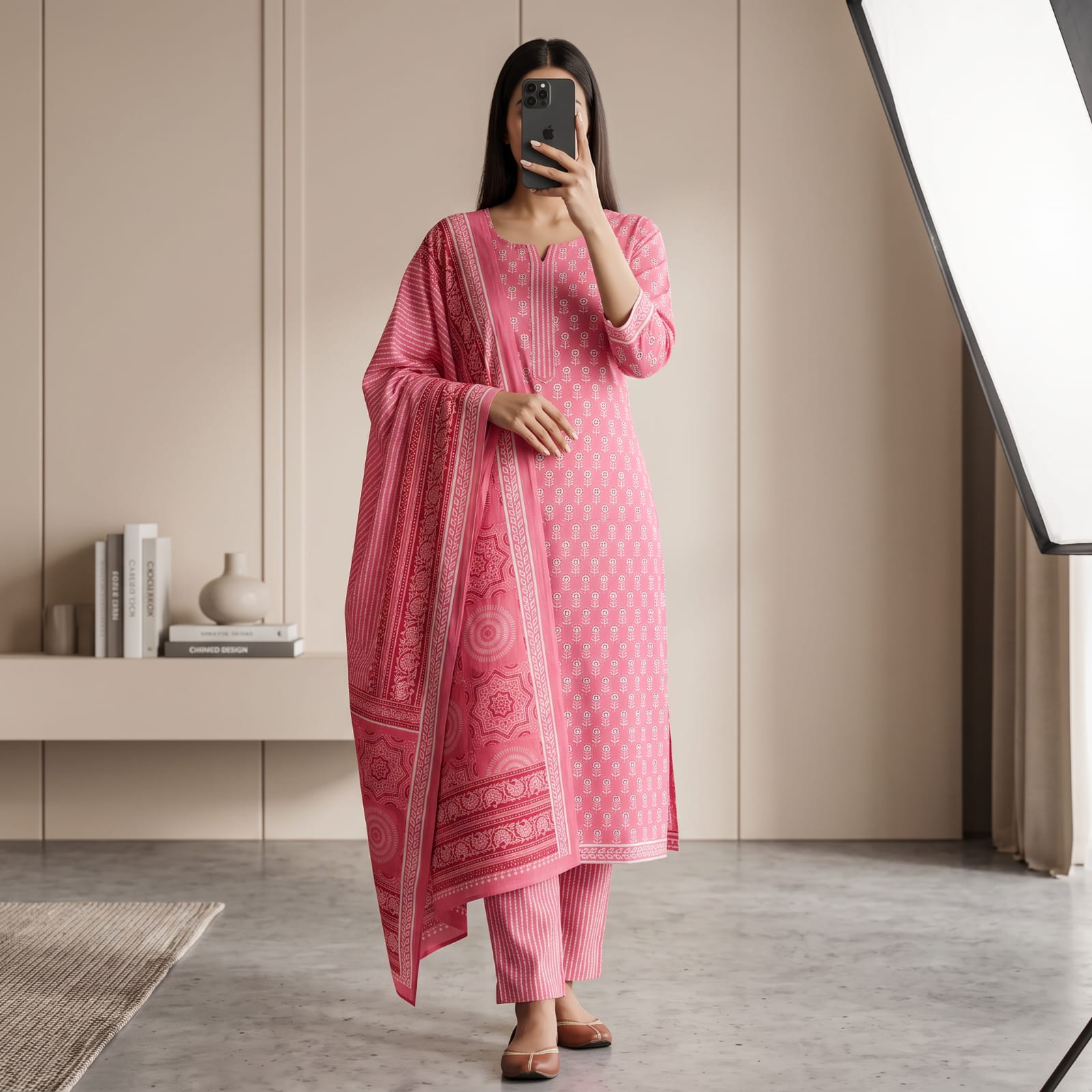 Premium Stitched Cotton Suit With Sheila 1201