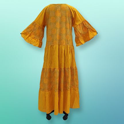 L/XL Gaby Multi Printed Cotton Dress 57" Long Jalabiya