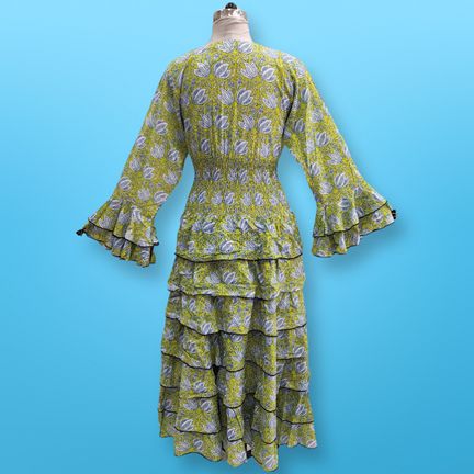2XL/3XL Jawaria Printed Cotton Dress 57" Long Jalabiya
