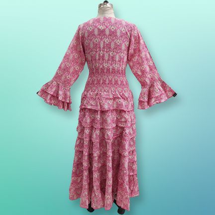 4XL/5XL Jawaria Printed Cotton Dress 57" Long Jalabiya