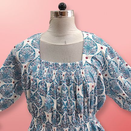 Free Size Fazlin Printed Cotton Dress 57" Long Jalabiya