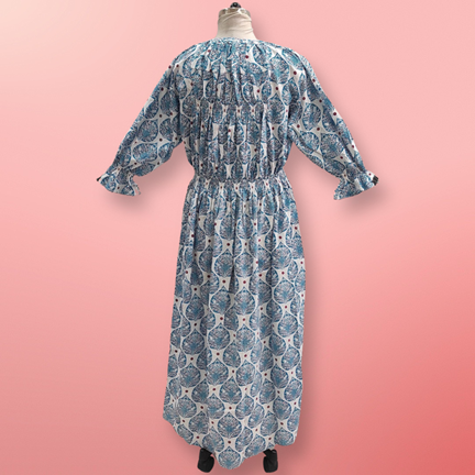 Free Size Fazlin Printed Cotton Dress 57" Long Jalabiya