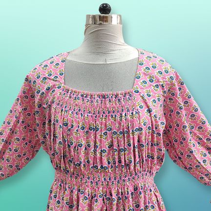 Free Size Fazlin Printed Cotton Dress 57" Long Jalabiya