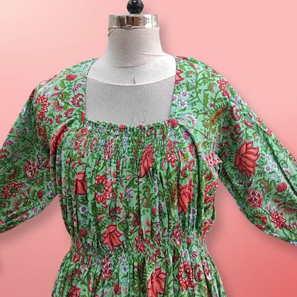 Free Size Fazlin Printed Cotton Dress 57" Long Jalabiya
