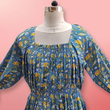 Free Size Fazlin Printed Cotton Dress 57" Long Jalabiya