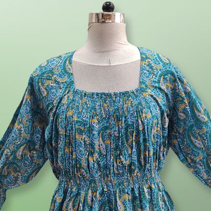 Free Size Fazlin Printed Cotton Dress 57" Long Jalabiya