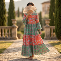 S/M Moon Printed Cotton Dress 57" Long Jalabiya
