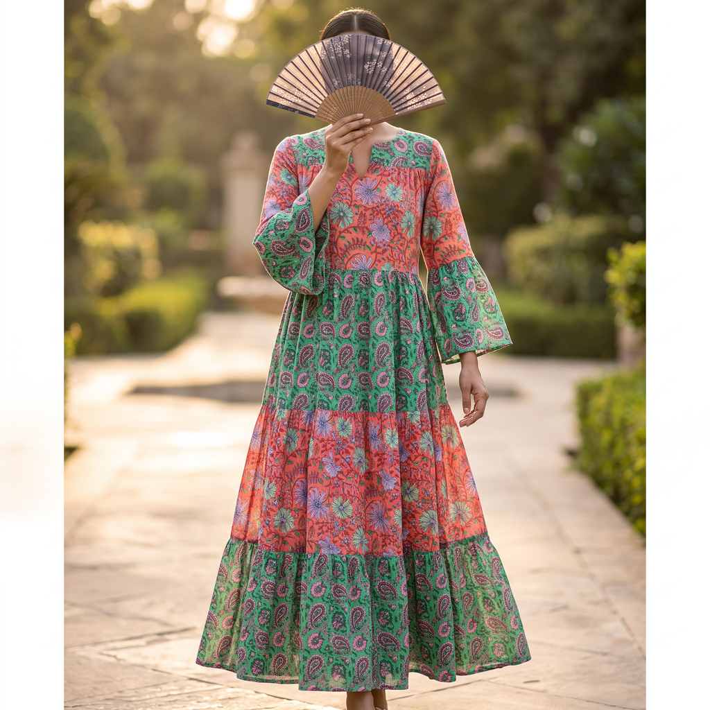 L/XL Moon Printed Cotton Dress 57" Long Jalabiya