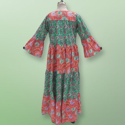 L/XL Moon Printed Cotton Dress 57" Long Jalabiya