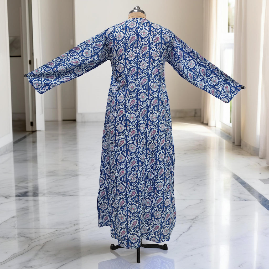 XS/S Qifa Printed Cotton Dress 54" Long Jalabiyas
