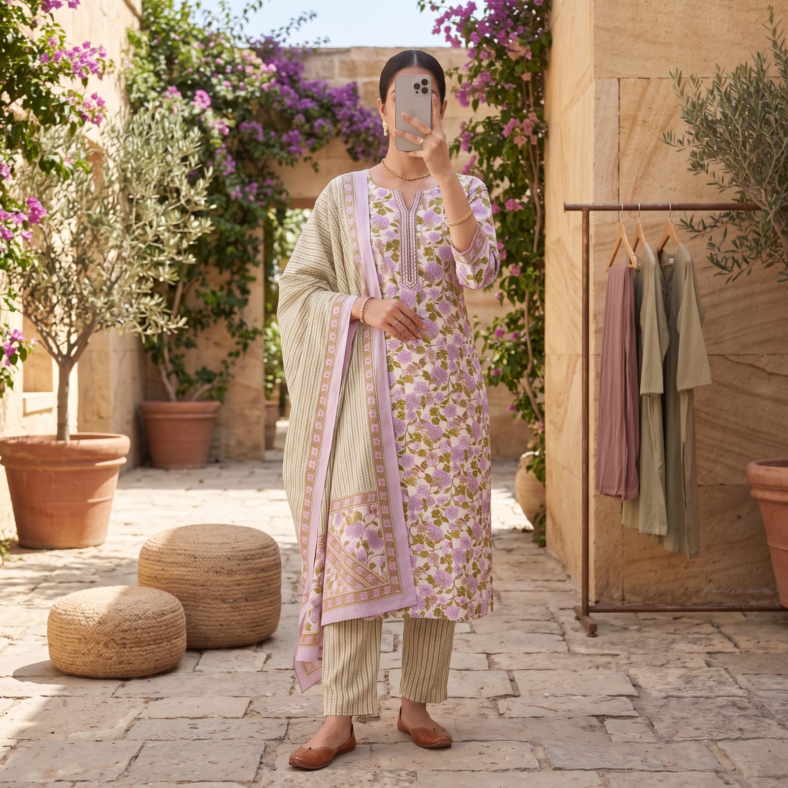 Premium Stitched Cotton Suit With Sheila 1301