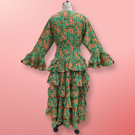 L/XL Jawaria Printed Cotton Dress 57" Long Jalabiya