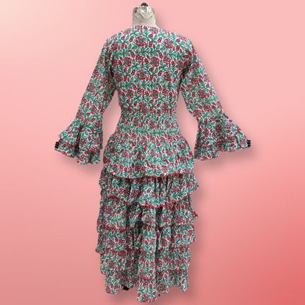 L/XL Jawaria Printed Cotton Dress 57" Long Jalabiya