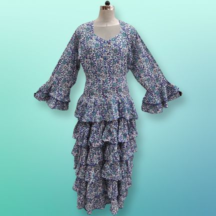 L/XL Jawaria Printed Cotton Dress 57" Long Jalabiya