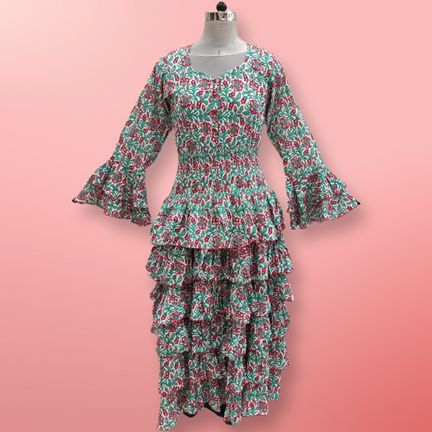 2XL/3XL Jawaria Printed Cotton Dress 57" Long Jalabiya