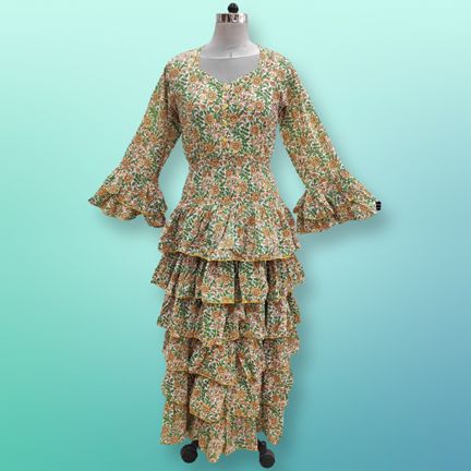 2XL/3XL Jawaria Printed Cotton Dress 57" Long Jalabiya