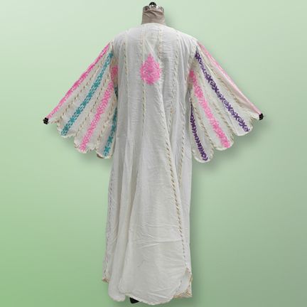 S/M Meher Embroidery Cotton Dress 57" Long Jalabiya