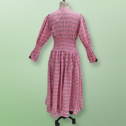 2XL/3XL Yuasa Printed Cotton Dress 57" Long Jalabiya