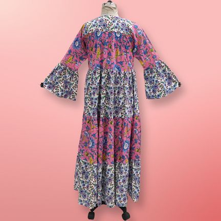 L/XL Moon Printed Cotton Dress 57" Long Jalabiya
