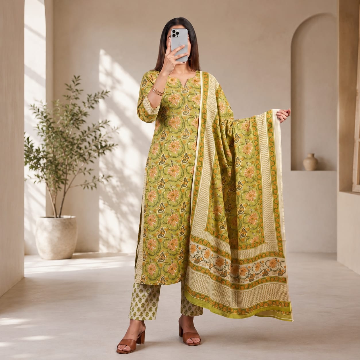 Premium Stitched Cotton Suit With Sheila 1401
