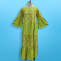 S/M Moon Green Printed Cotton Dress 57" Long Jalabiya