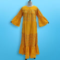 L/XL Moon Yellow Printed Cotton Dress 57" Long Jalabiya