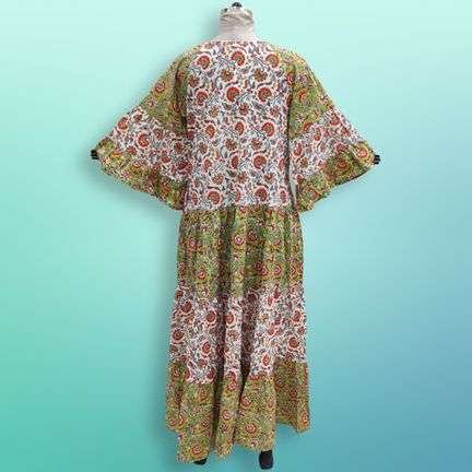 L/XL Gaby Multi Printed Cotton Dress 57" Long Jalabiya