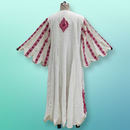 XS/S Meher Embroidery Cotton Dress 54" Long Sleeves Jalabiya