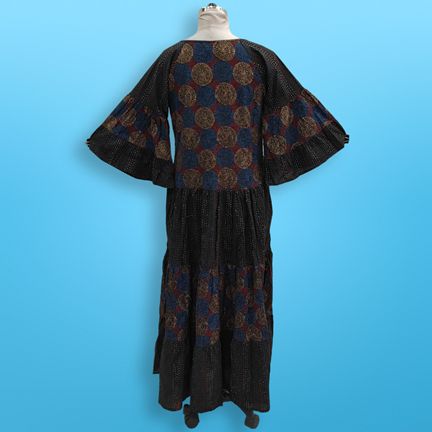S/M Gaby Multi Printed Cotton Dress 57" Long Jalabiya