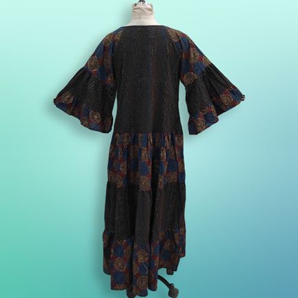 S/M Gaby Multi Printed Cotton Dress 57" Long Jalabiya