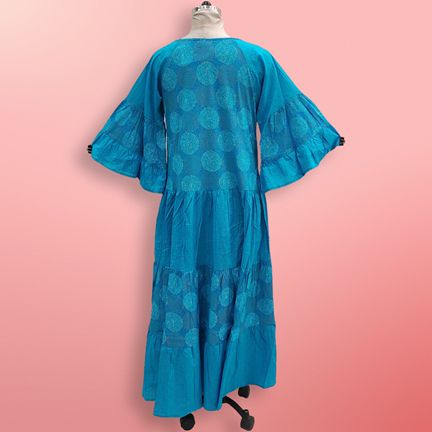 S/M Gaby Multi Printed Cotton Dress 57" Long Jalabiya