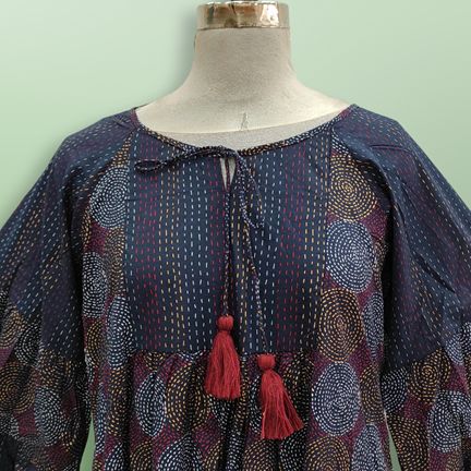L/XL Gaby Multi Printed Cotton Dress 57" Long Jalabiya