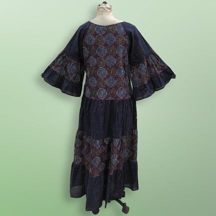 L/XL Gaby Multi Printed Cotton Dress 57" Long Jalabiya