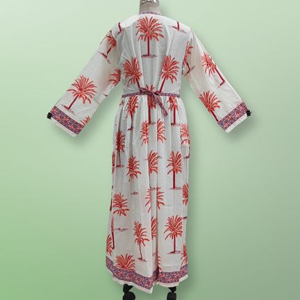 L/XL Bhopali Printed Cotton Dress 57" Long Jalabiya