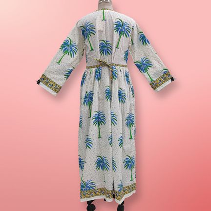 L/XL Bhopali Printed Cotton Dress 57" Long Jalabiya