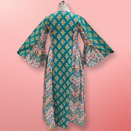 L/XL Mahdis Printed Cotton Dress 57" Long Jalabiya