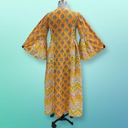 L/XL Mahdis Printed Cotton Dress 56" Long Jalabiya