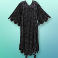 S/M Meher Crystal Black Cotton Dress 57" Long Jalabiya