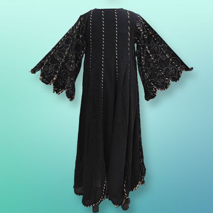 S/M Meher Crystal Black Cotton Dress 57" Long Jalabiya