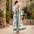 XS/S Bhopali Printed Cotton Dress 57" Long Jalabiya