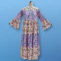 XS/S Moon Pink Printed Cotton Dress 55" Long Jalabiya