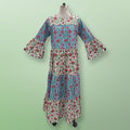 L/XL Moon Blue Printed Cotton Dress 57" Long