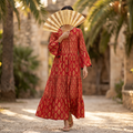L/XL Moon Gold Printed Dress 57" Long Jalabiya